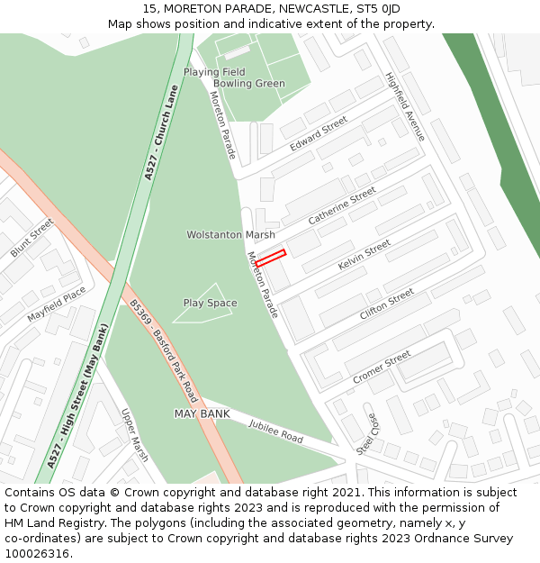 15, MORETON PARADE, NEWCASTLE, ST5 0JD: Location map and indicative extent of plot