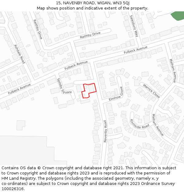 15, NAVENBY ROAD, WIGAN, WN3 5QJ: Location map and indicative extent of plot