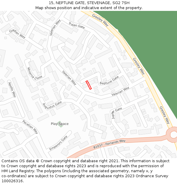 15, NEPTUNE GATE, STEVENAGE, SG2 7SH: Location map and indicative extent of plot