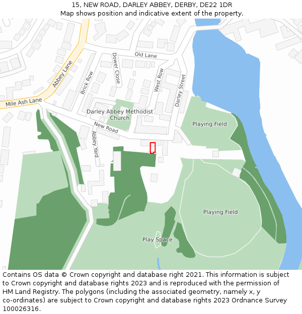 15, NEW ROAD, DARLEY ABBEY, DERBY, DE22 1DR: Location map and indicative extent of plot