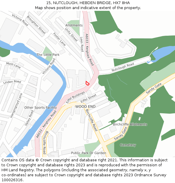 15, NUTCLOUGH, HEBDEN BRIDGE, HX7 8HA: Location map and indicative extent of plot