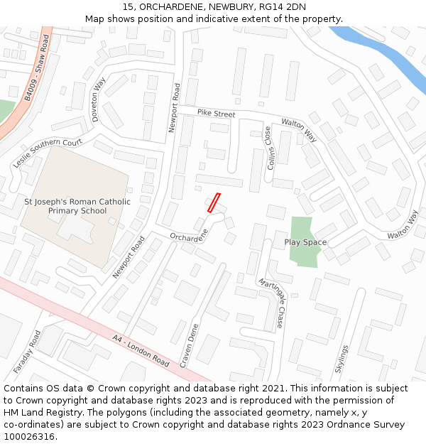 15, ORCHARDENE, NEWBURY, RG14 2DN: Location map and indicative extent of plot