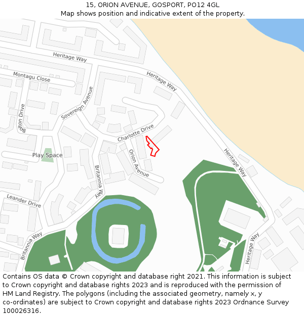 15, ORION AVENUE, GOSPORT, PO12 4GL: Location map and indicative extent of plot