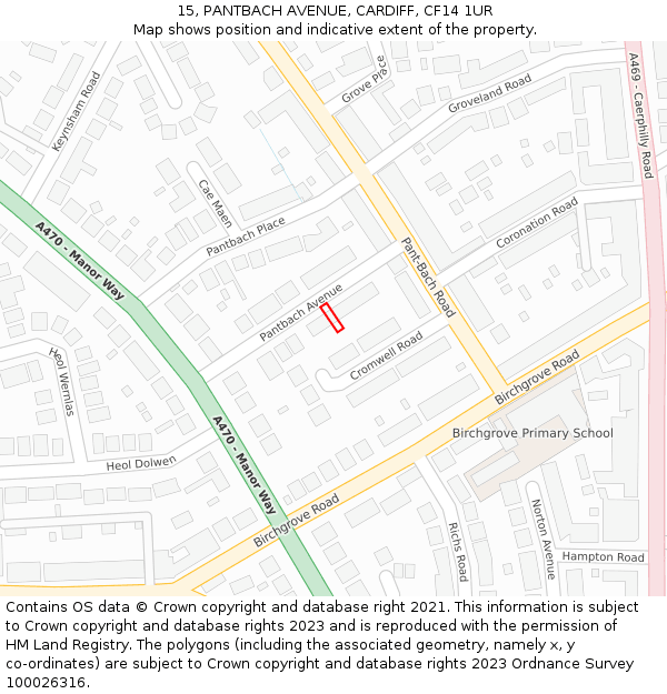 15, PANTBACH AVENUE, CARDIFF, CF14 1UR: Location map and indicative extent of plot
