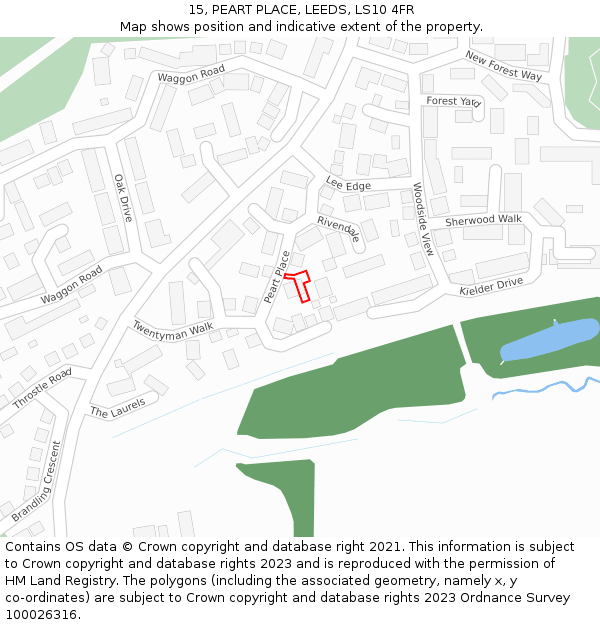 15, PEART PLACE, LEEDS, LS10 4FR: Location map and indicative extent of plot