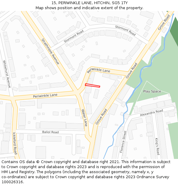 15, PERIWINKLE LANE, HITCHIN, SG5 1TY: Location map and indicative extent of plot