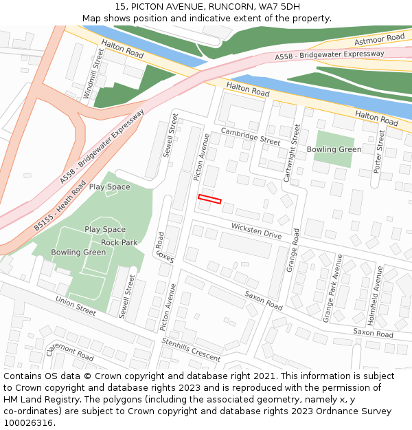 15, PICTON AVENUE, RUNCORN, WA7 5DH: Location map and indicative extent of plot