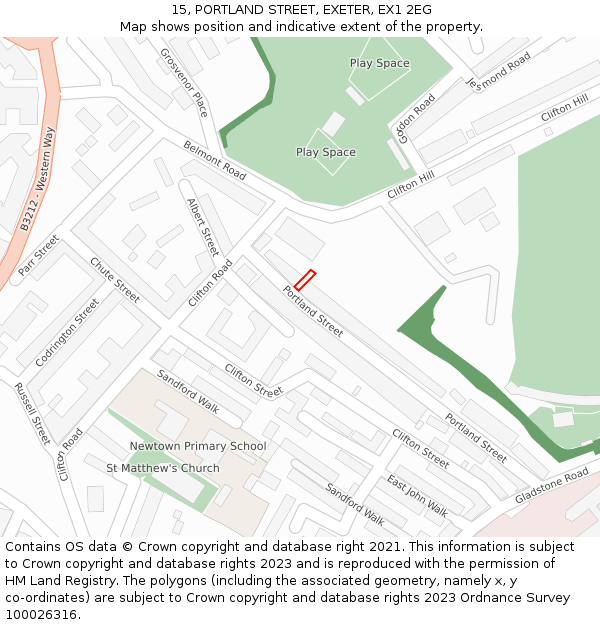 15, PORTLAND STREET, EXETER, EX1 2EG: Location map and indicative extent of plot