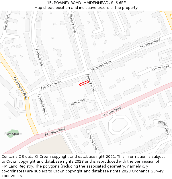 15, POWNEY ROAD, MAIDENHEAD, SL6 6EE: Location map and indicative extent of plot