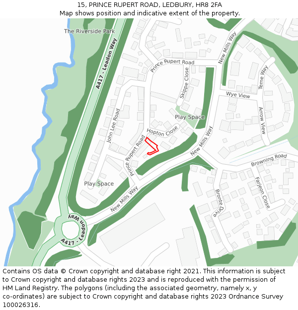 15, PRINCE RUPERT ROAD, LEDBURY, HR8 2FA: Location map and indicative extent of plot