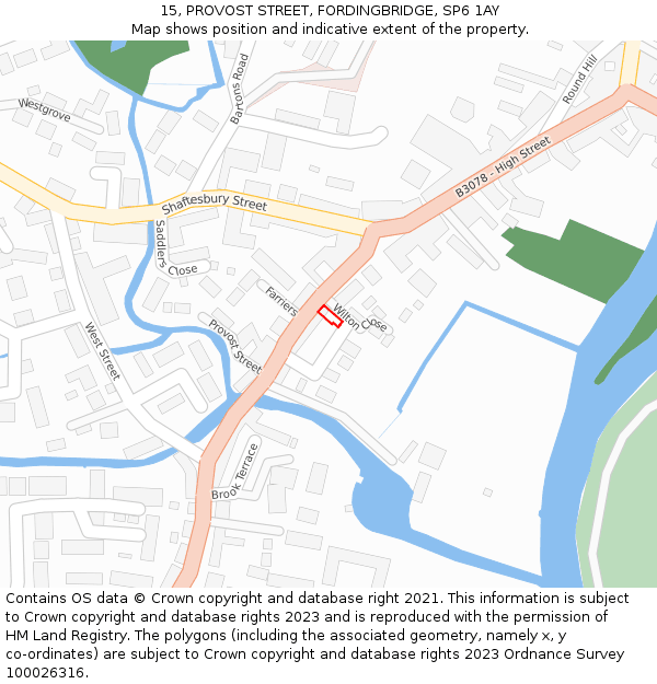 15, PROVOST STREET, FORDINGBRIDGE, SP6 1AY: Location map and indicative extent of plot