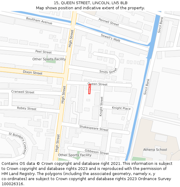 15, QUEEN STREET, LINCOLN, LN5 8LB: Location map and indicative extent of plot