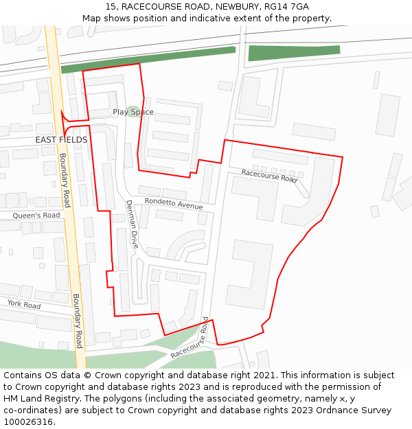 15, RACECOURSE ROAD, NEWBURY, RG14 7GA: Location map and indicative extent of plot