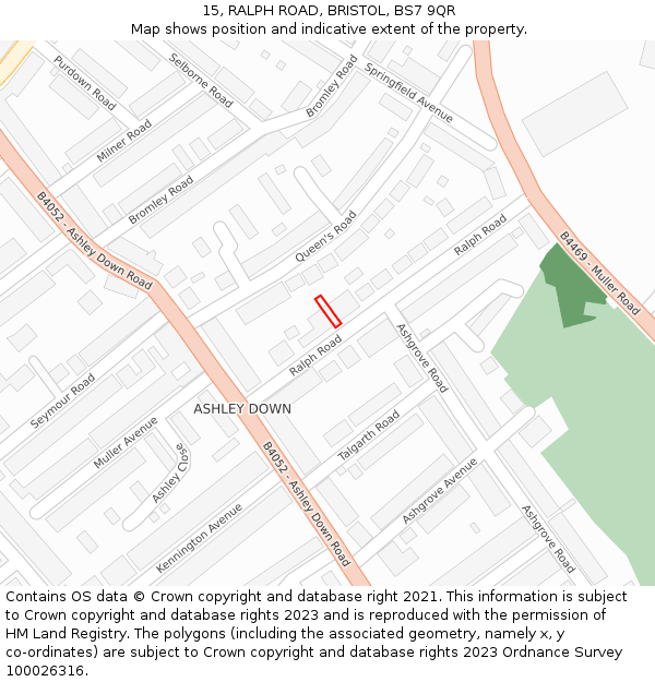 15, RALPH ROAD, BRISTOL, BS7 9QR: Location map and indicative extent of plot