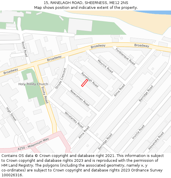 15, RANELAGH ROAD, SHEERNESS, ME12 2NS: Location map and indicative extent of plot
