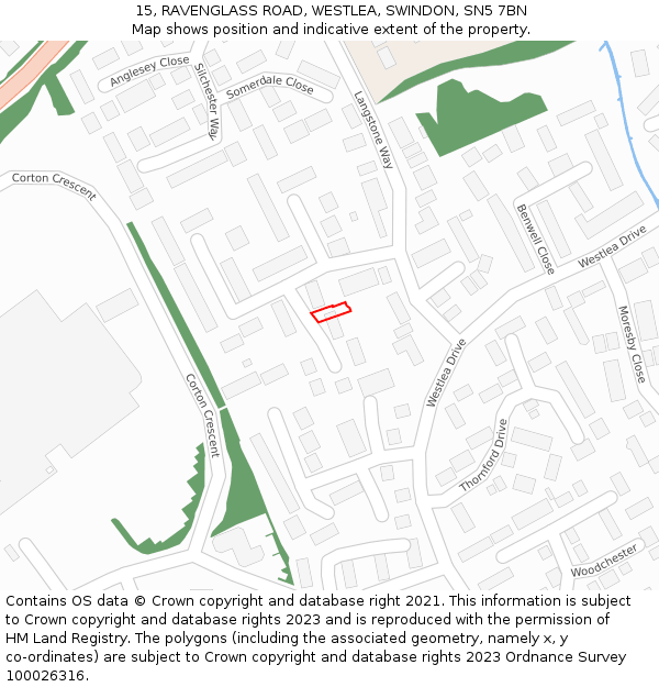 15, RAVENGLASS ROAD, WESTLEA, SWINDON, SN5 7BN: Location map and indicative extent of plot