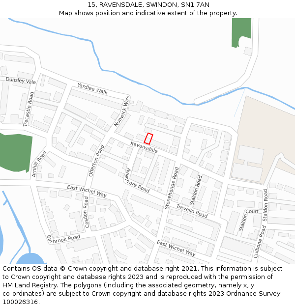15, RAVENSDALE, SWINDON, SN1 7AN: Location map and indicative extent of plot