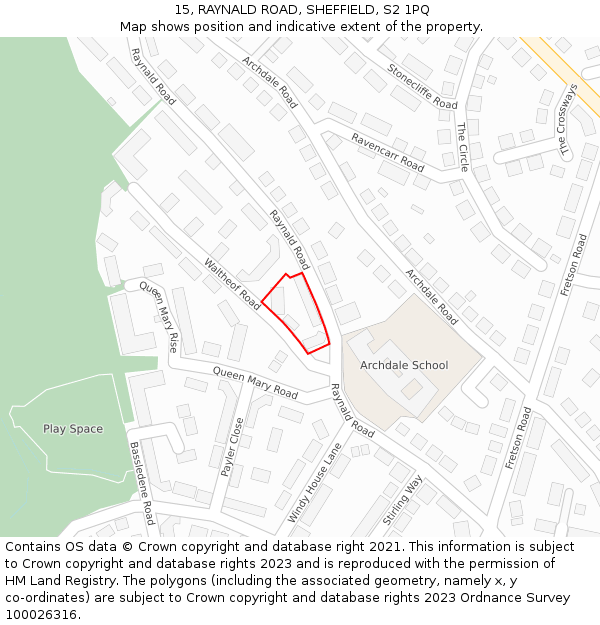15, RAYNALD ROAD, SHEFFIELD, S2 1PQ: Location map and indicative extent of plot