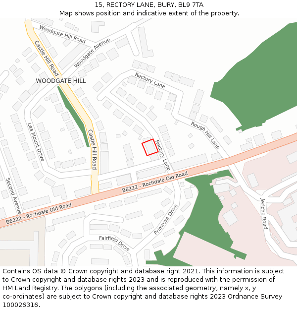 15, RECTORY LANE, BURY, BL9 7TA: Location map and indicative extent of plot