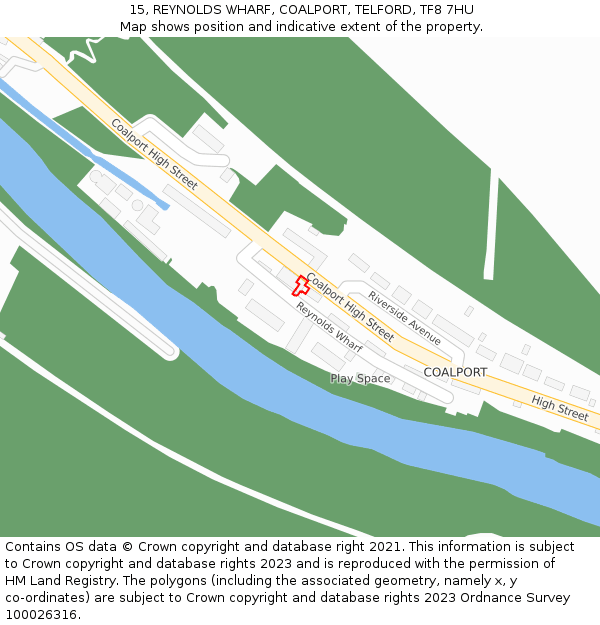 15, REYNOLDS WHARF, COALPORT, TELFORD, TF8 7HU: Location map and indicative extent of plot