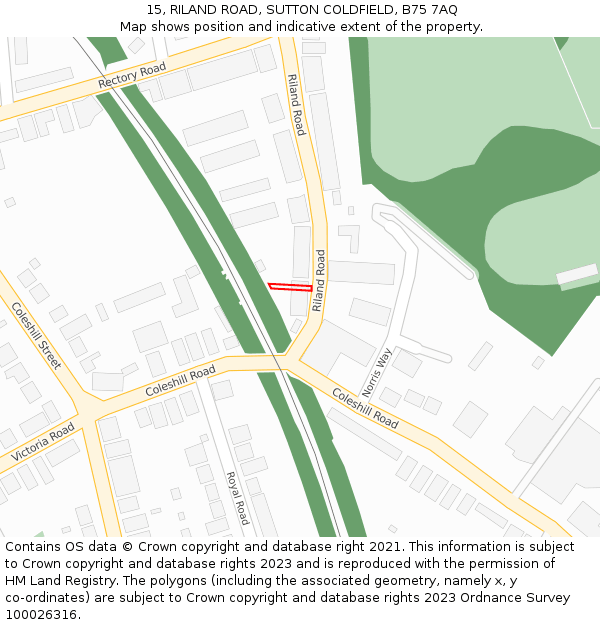 15, RILAND ROAD, SUTTON COLDFIELD, B75 7AQ: Location map and indicative extent of plot