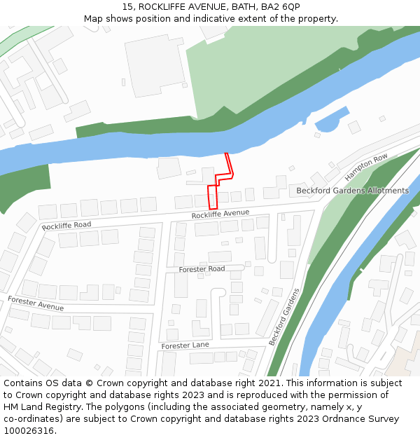 15, ROCKLIFFE AVENUE, BATH, BA2 6QP: Location map and indicative extent of plot