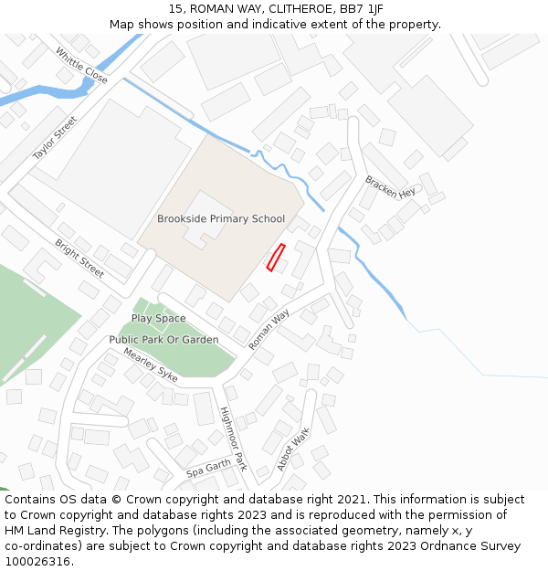 15, ROMAN WAY, CLITHEROE, BB7 1JF: Location map and indicative extent of plot