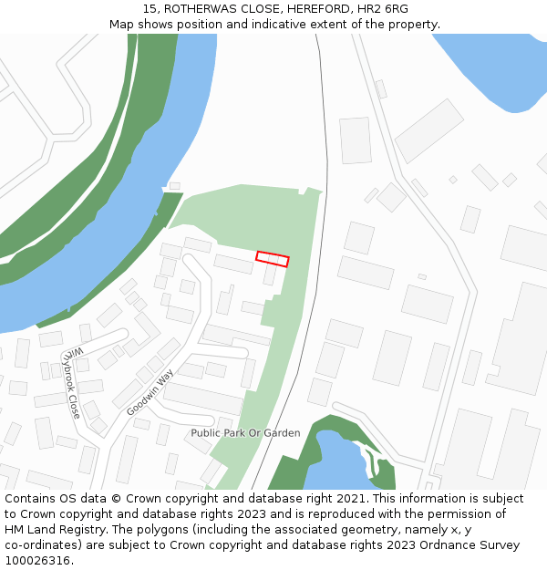 15, ROTHERWAS CLOSE, HEREFORD, HR2 6RG: Location map and indicative extent of plot