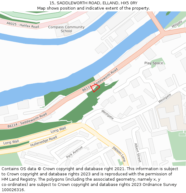 15, SADDLEWORTH ROAD, ELLAND, HX5 0RY: Location map and indicative extent of plot