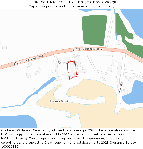 15, SALTCOTE MALTINGS, HEYBRIDGE, MALDON, CM9 4QP: Location map and indicative extent of plot