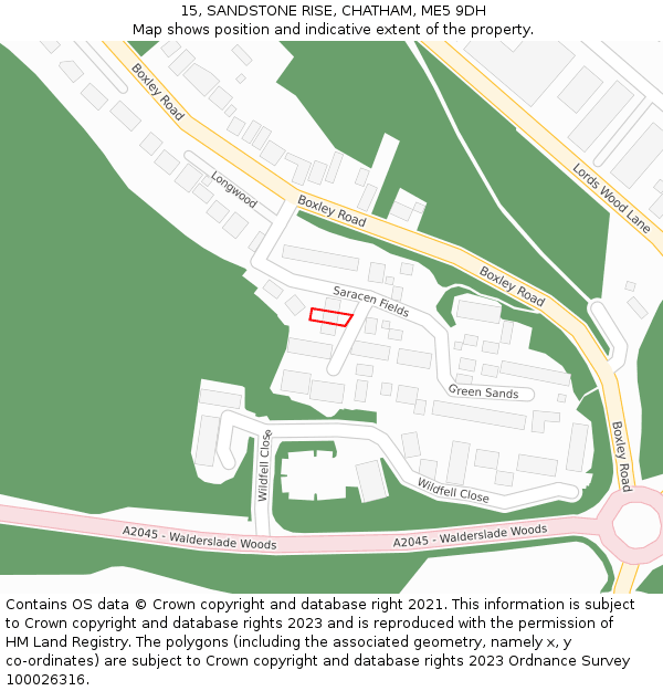 15, SANDSTONE RISE, CHATHAM, ME5 9DH: Location map and indicative extent of plot