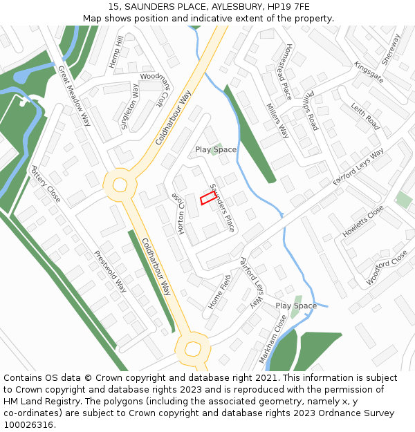 15, SAUNDERS PLACE, AYLESBURY, HP19 7FE: Location map and indicative extent of plot