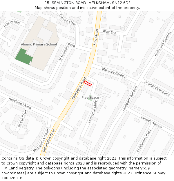 15, SEMINGTON ROAD, MELKSHAM, SN12 6DF: Location map and indicative extent of plot