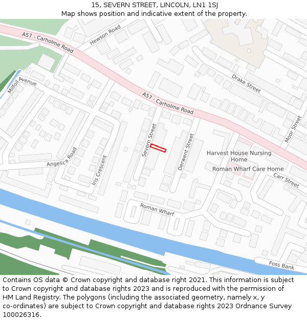 15, SEVERN STREET, LINCOLN, LN1 1SJ: Location map and indicative extent of plot
