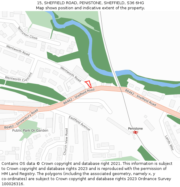 15, SHEFFIELD ROAD, PENISTONE, SHEFFIELD, S36 6HG: Location map and indicative extent of plot