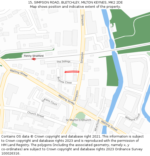 15, SIMPSON ROAD, BLETCHLEY, MILTON KEYNES, MK2 2DE: Location map and indicative extent of plot