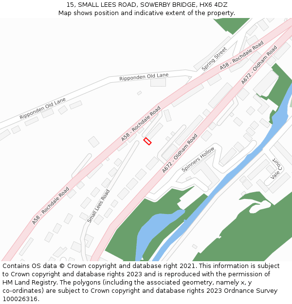 15, SMALL LEES ROAD, SOWERBY BRIDGE, HX6 4DZ: Location map and indicative extent of plot