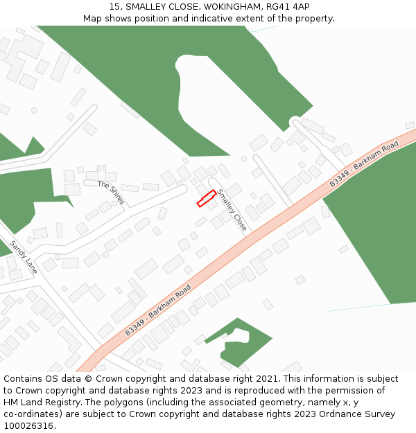15, SMALLEY CLOSE, WOKINGHAM, RG41 4AP: Location map and indicative extent of plot