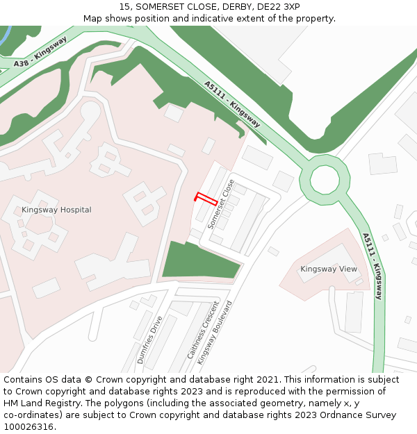 15, SOMERSET CLOSE, DERBY, DE22 3XP: Location map and indicative extent of plot