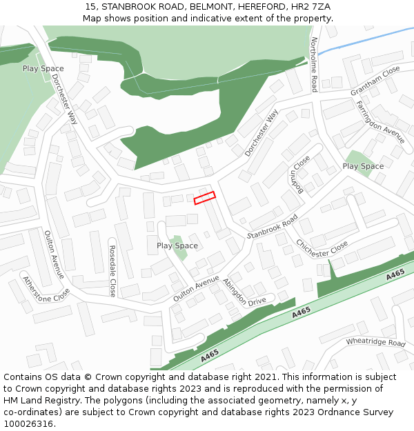 15, STANBROOK ROAD, BELMONT, HEREFORD, HR2 7ZA: Location map and indicative extent of plot