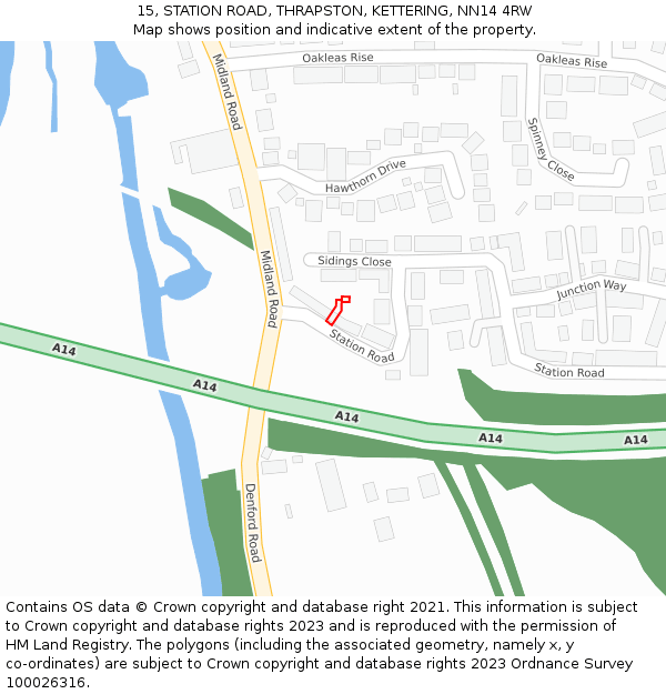 15, STATION ROAD, THRAPSTON, KETTERING, NN14 4RW: Location map and indicative extent of plot