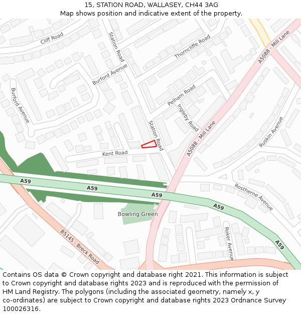 15, STATION ROAD, WALLASEY, CH44 3AG: Location map and indicative extent of plot