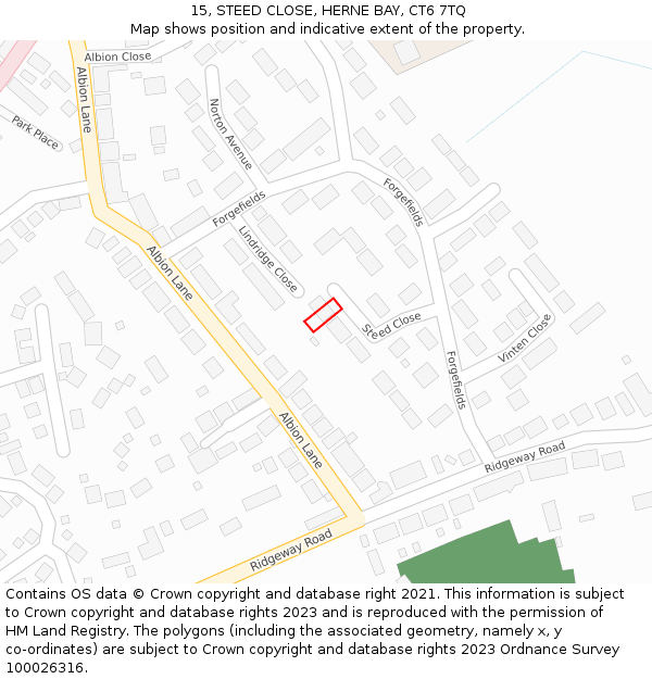 15, STEED CLOSE, HERNE BAY, CT6 7TQ: Location map and indicative extent of plot