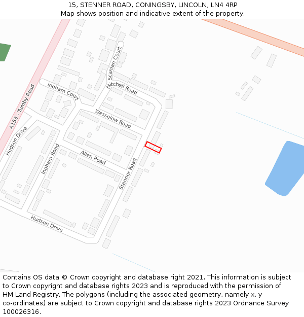 15, STENNER ROAD, CONINGSBY, LINCOLN, LN4 4RP: Location map and indicative extent of plot