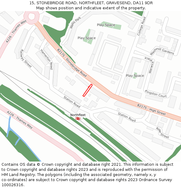 15, STONEBRIDGE ROAD, NORTHFLEET, GRAVESEND, DA11 9DR: Location map and indicative extent of plot