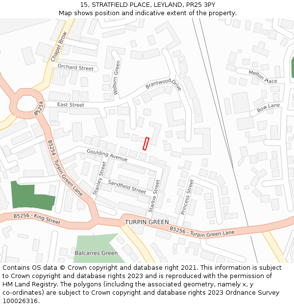 15, STRATFIELD PLACE, LEYLAND, PR25 3PY: Location map and indicative extent of plot