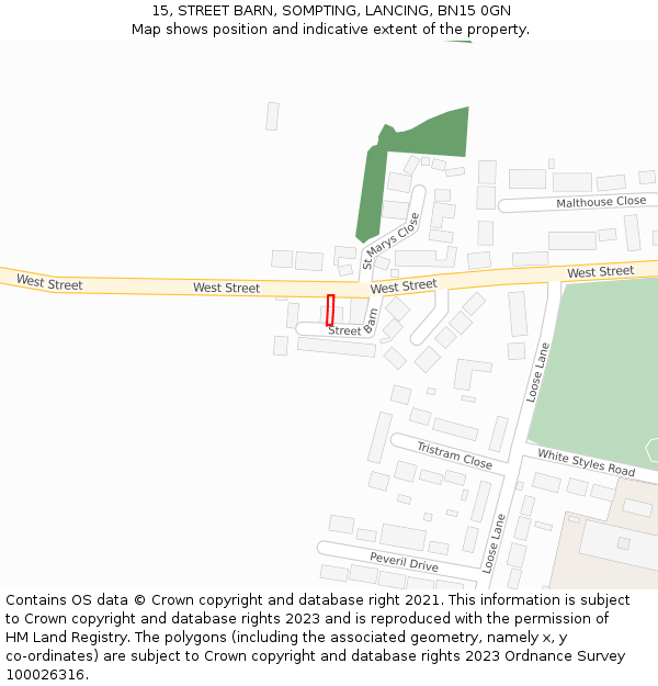 15, STREET BARN, SOMPTING, LANCING, BN15 0GN: Location map and indicative extent of plot