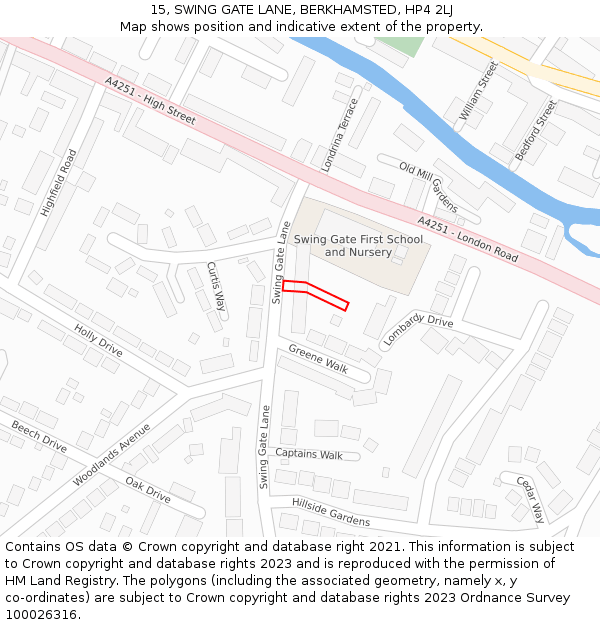 15, SWING GATE LANE, BERKHAMSTED, HP4 2LJ: Location map and indicative extent of plot
