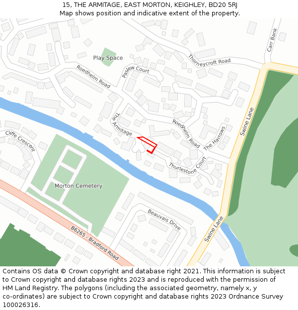 15, THE ARMITAGE, EAST MORTON, KEIGHLEY, BD20 5RJ: Location map and indicative extent of plot