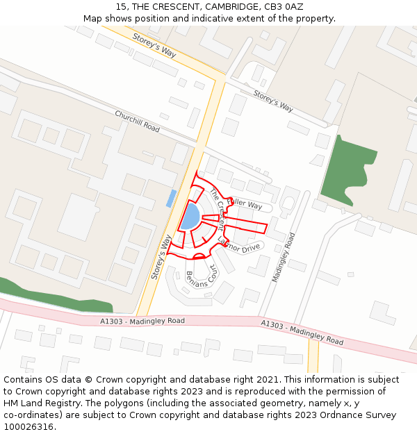 15, THE CRESCENT, CAMBRIDGE, CB3 0AZ: Location map and indicative extent of plot
